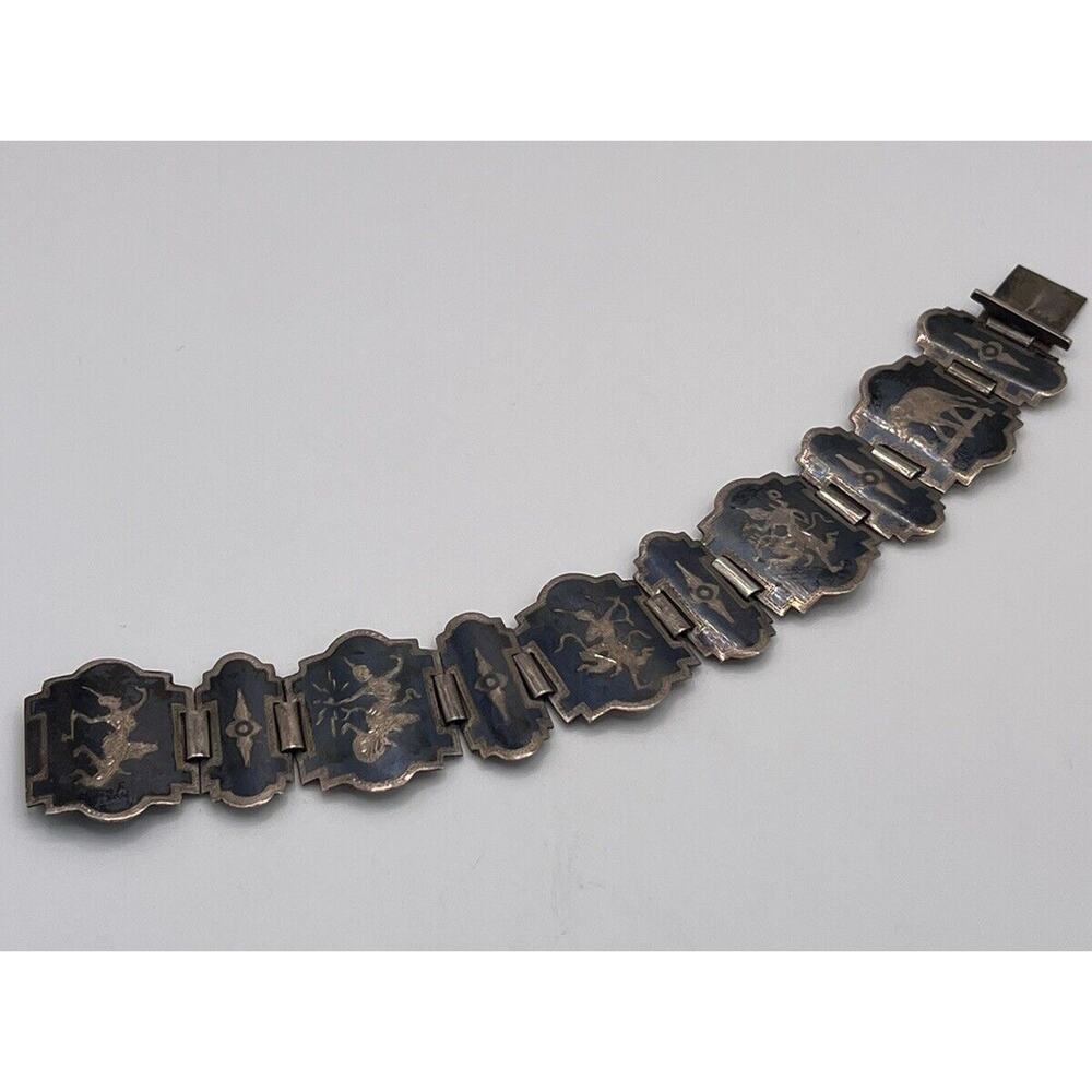 Siam Sterling silver black neillo or nielloware bracelet